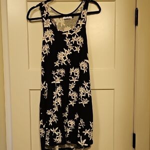 Floral Black and White Sleeveless Dress